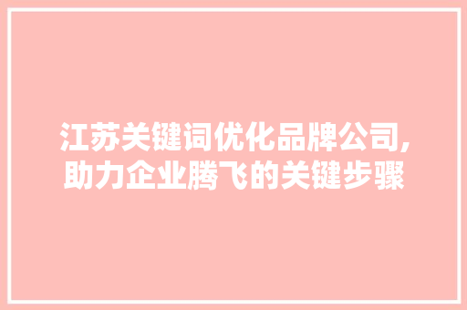 江苏关键词优化品牌公司,助力企业腾飞的关键步骤