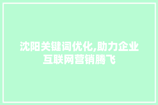 沈阳关键词优化,助力企业互联网营销腾飞
