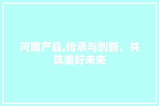 河南产品,传承与创新，共筑美好未来