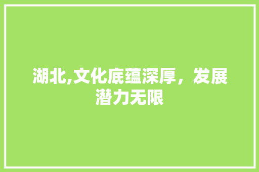 湖北,文化底蕴深厚，发展潜力无限