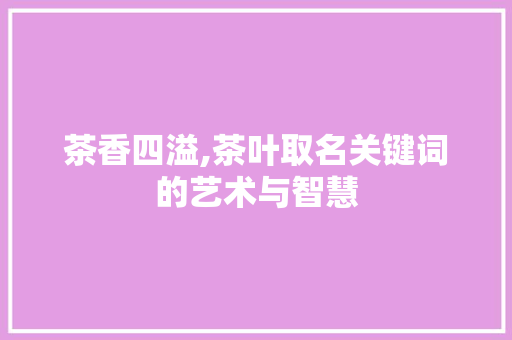 茶香四溢,茶叶取名关键词的艺术与智慧