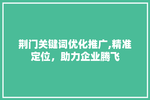 荆门关键词优化推广,精准定位，助力企业腾飞