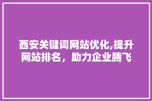 西安关键词网站优化,提升网站排名，助力企业腾飞