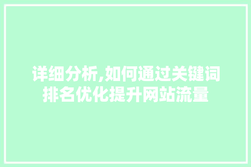 详细分析,如何通过关键词排名优化提升网站流量