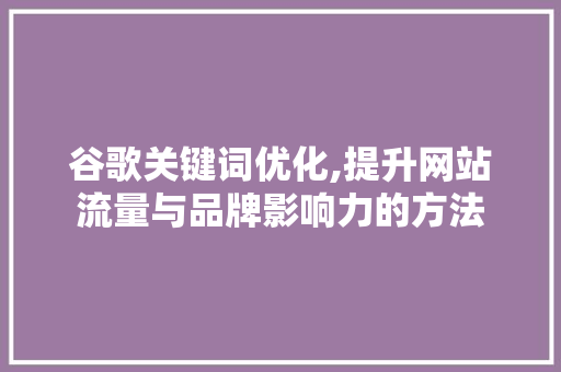 谷歌关键词优化,提升网站流量与品牌影响力的方法