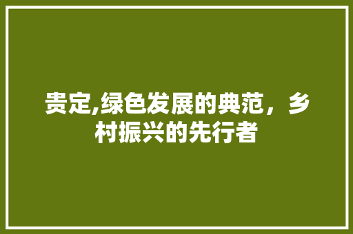 贵定,绿色发展的典范，乡村振兴的先行者