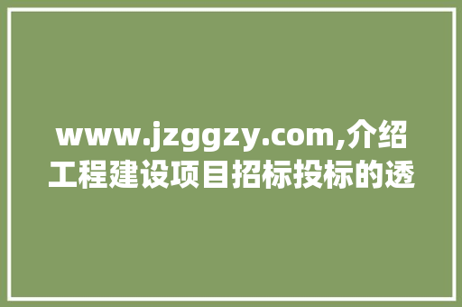 www.jzggzy.com,介绍工程建设项目招标投标的透明化与规范化