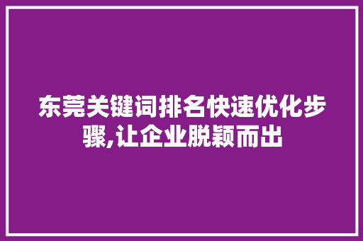 东莞关键词排名快速优化步骤,让企业脱颖而出