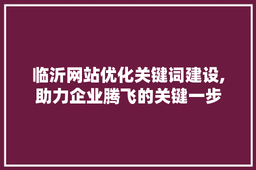 临沂网站优化关键词建设,助力企业腾飞的关键一步