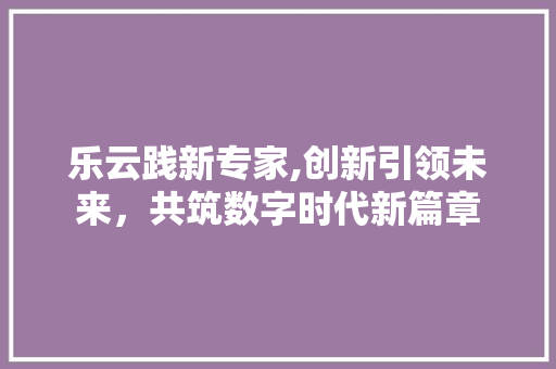 乐云践新专家,创新引领未来，共筑数字时代新篇章