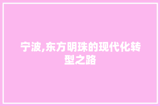 宁波,东方明珠的现代化转型之路