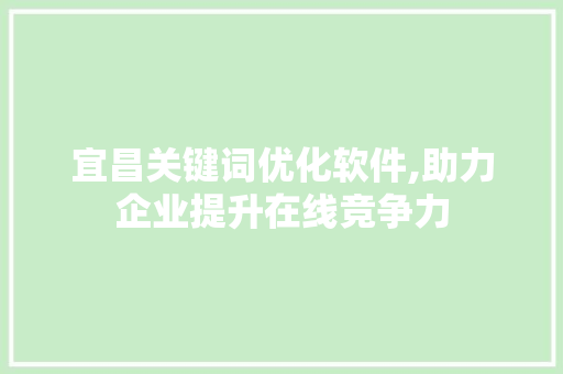 宜昌关键词优化软件,助力企业提升在线竞争力