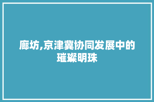 廊坊,京津冀协同发展中的璀璨明珠