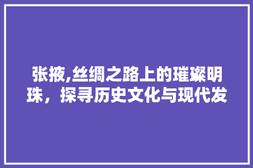 张掖,丝绸之路上的璀璨明珠，探寻历史文化与现代发展的交融之旅