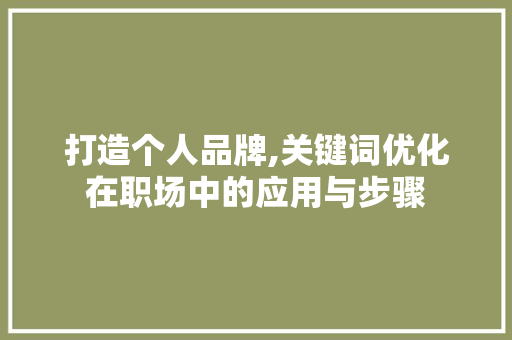 打造个人品牌,关键词优化在职场中的应用与步骤