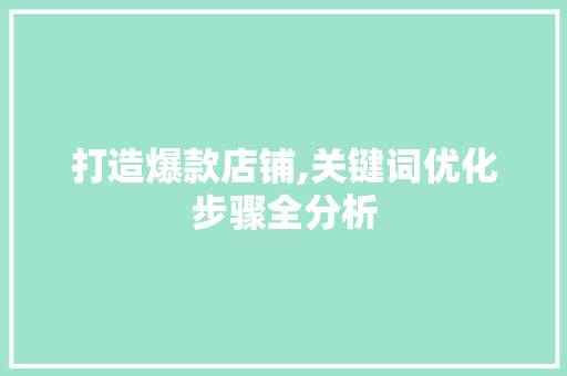 打造爆款店铺,关键词优化步骤全分析