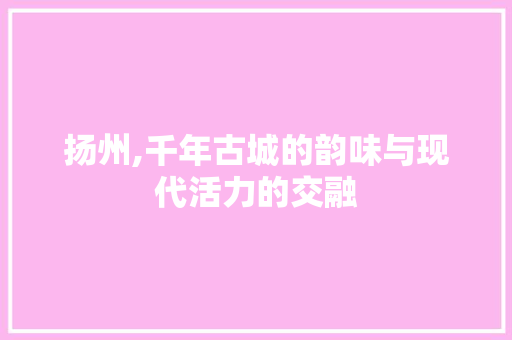 扬州,千年古城的韵味与现代活力的交融