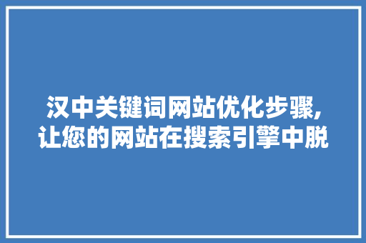 汉中关键词网站优化步骤,让您的网站在搜索引擎中脱颖而出