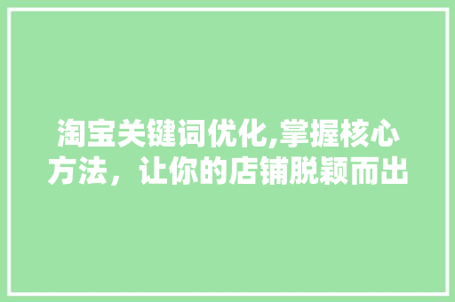 淘宝关键词优化,掌握核心方法，让你的店铺脱颖而出