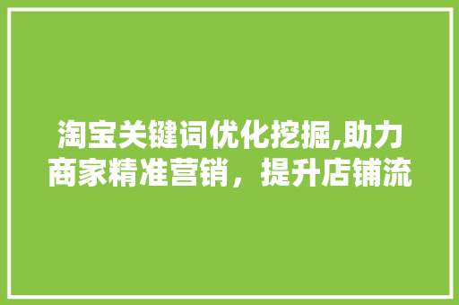 淘宝关键词优化挖掘,助力商家精准营销，提升店铺流量与转化率