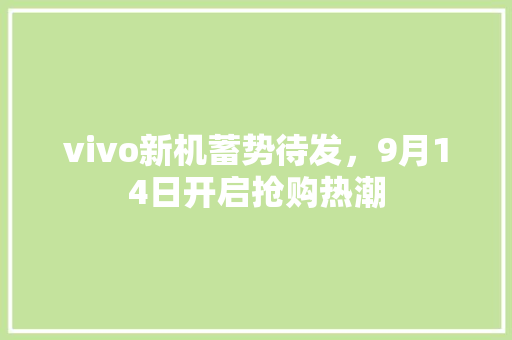 vivo新机蓄势待发，9月14日开启抢购热潮