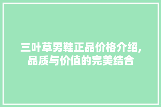 三叶草男鞋正品价格介绍,品质与价值的完美结合