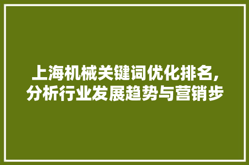 上海机械关键词优化排名,分析行业发展趋势与营销步骤