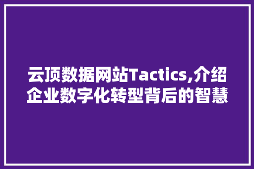 云顶数据网站Tactics,介绍企业数字化转型背后的智慧力量