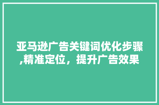 亚马逊广告关键词优化步骤,精准定位，提升广告效果