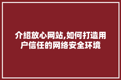 介绍放心网站,如何打造用户信任的网络安全环境