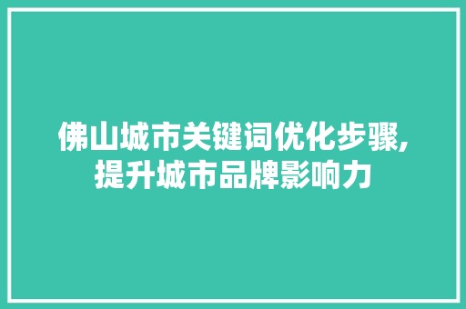 佛山城市关键词优化步骤,提升城市品牌影响力