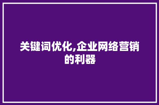 关键词优化,企业网络营销的利器