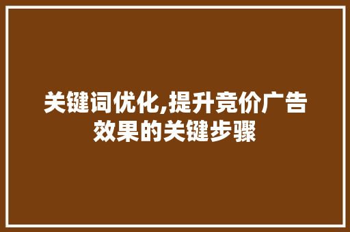 关键词优化,提升竞价广告效果的关键步骤