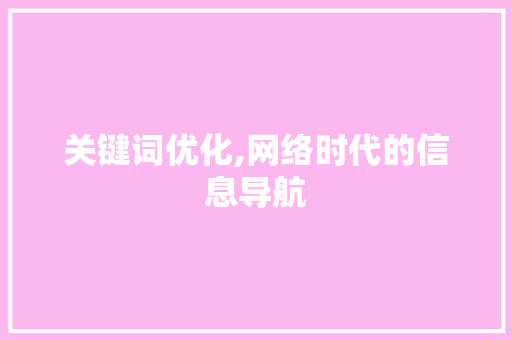 关键词优化,网络时代的信息导航