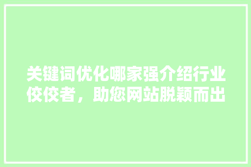 关键词优化哪家强介绍行业佼佼者，助您网站脱颖而出