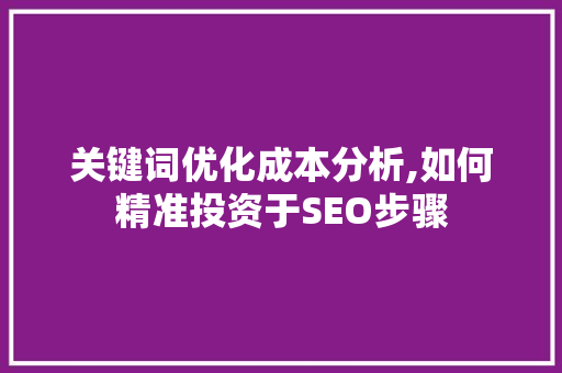 关键词优化成本分析,如何精准投资于SEO步骤