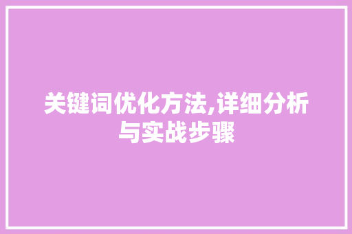 关键词优化方法,详细分析与实战步骤