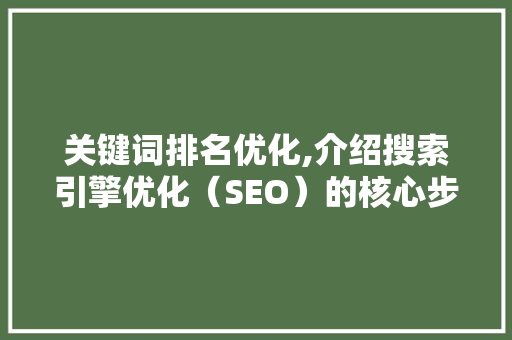 关键词排名优化,介绍搜索引擎优化（SEO）的核心步骤
