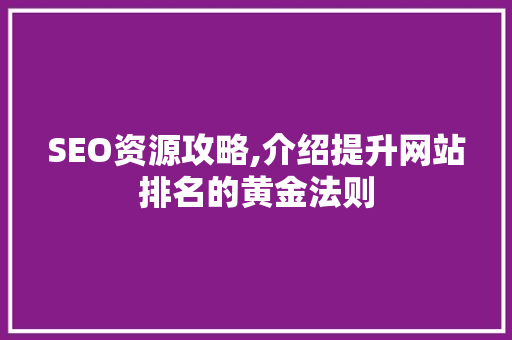 SEO资源攻略,介绍提升网站排名的黄金法则