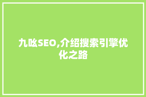 九吆SEO,介绍搜索引擎优化之路
