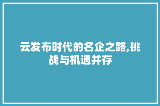 云发布时代的名企之路,挑战与机遇并存