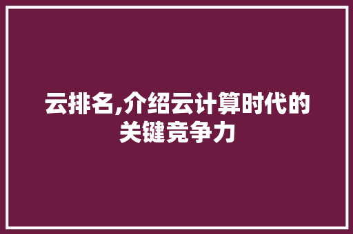 云排名,介绍云计算时代的关键竞争力