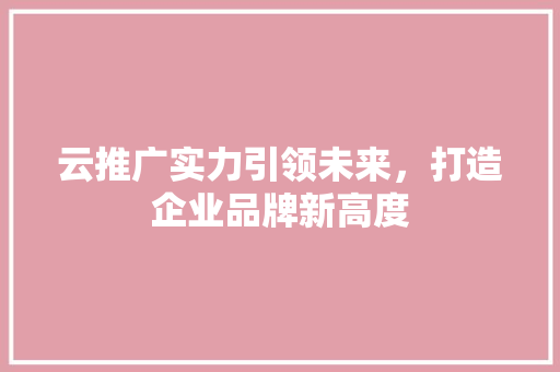 云推广实力引领未来，打造企业品牌新高度