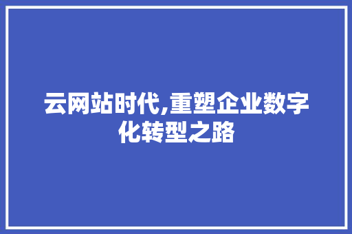 云网站时代,重塑企业数字化转型之路