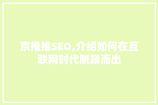 京推推SEO,介绍如何在互联网时代脱颖而出