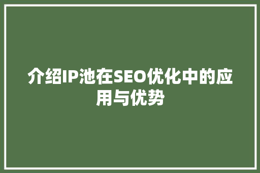 介绍IP池在SEO优化中的应用与优势