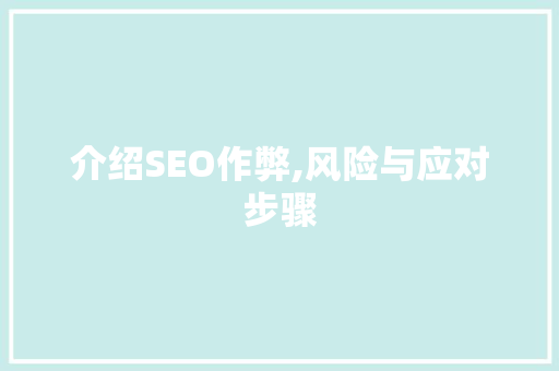 介绍SEO作弊,风险与应对步骤