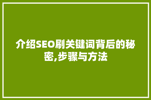 介绍SEO刷关键词背后的秘密,步骤与方法
