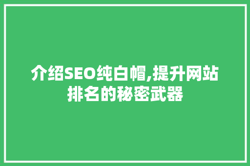 介绍SEO纯白帽,提升网站排名的秘密武器