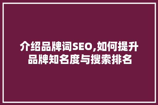 介绍品牌词SEO,如何提升品牌知名度与搜索排名